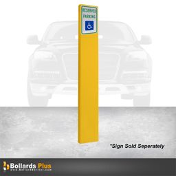 Rectangular Inground Sign Bollard - 12"x2"x96", Safety Yellow
