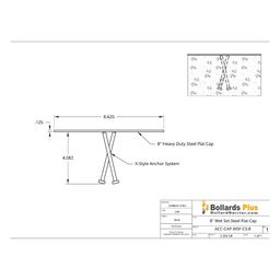 Wet-Set Steel Cap - 8" Flat, Drawing