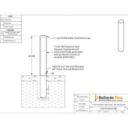 Drawing - 6” Bollard Cover - Stainless Steel, 7”x44”