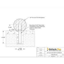 Drawing - Spherical Concrete Bollard - 24"