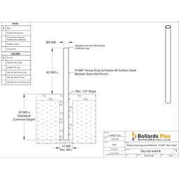 Drawing - Heavy Duty Inground Bollard - 4"x84", Bare Steel