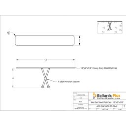 Drawing - Wet-Set Steel Cap - 12"x2" Rectangular