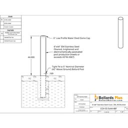 Drawing - 5" Bollard Cover - Stainless Steel, 6"x44"
