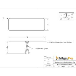 
Wet-Set Steel Cap - 12"x4" Rectangular, Drawing