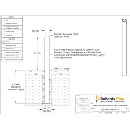 Drawing - Heavy Duty Inground Bollard - 5"x84", Safety Yellow