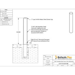 6” Bollard Cover - Stainless Steel, 7”x50”, Drawing