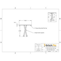 Drawing - Wet-Set Steel Cap - 4" Flat