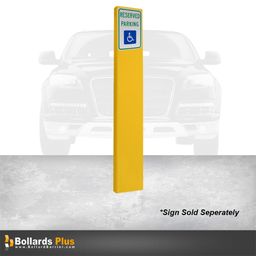 Rectangular Inground Sign Bollard - 12"x2"x84", Safety Yellow