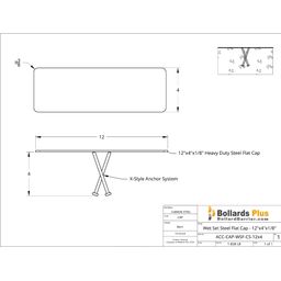 Drawing - Wet-Set Steel Cap - 12"x4" Rectangular