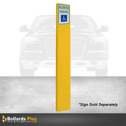 Rectangular Inground Sign Bollard - 12"x2"x108", Safety Yellow