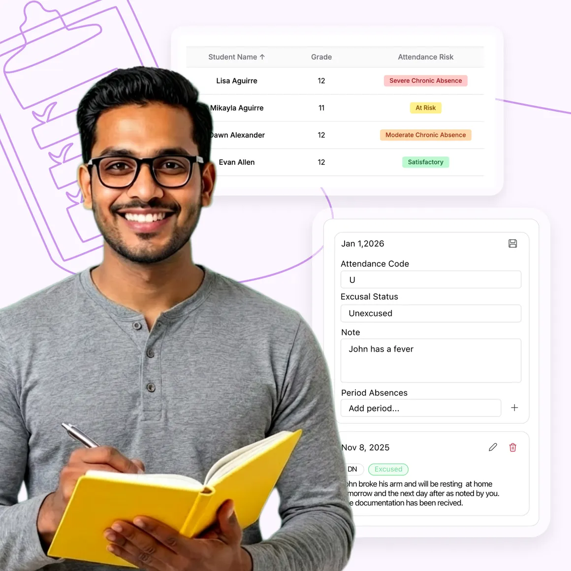 District attendance outreach dashboard showing early warning trends