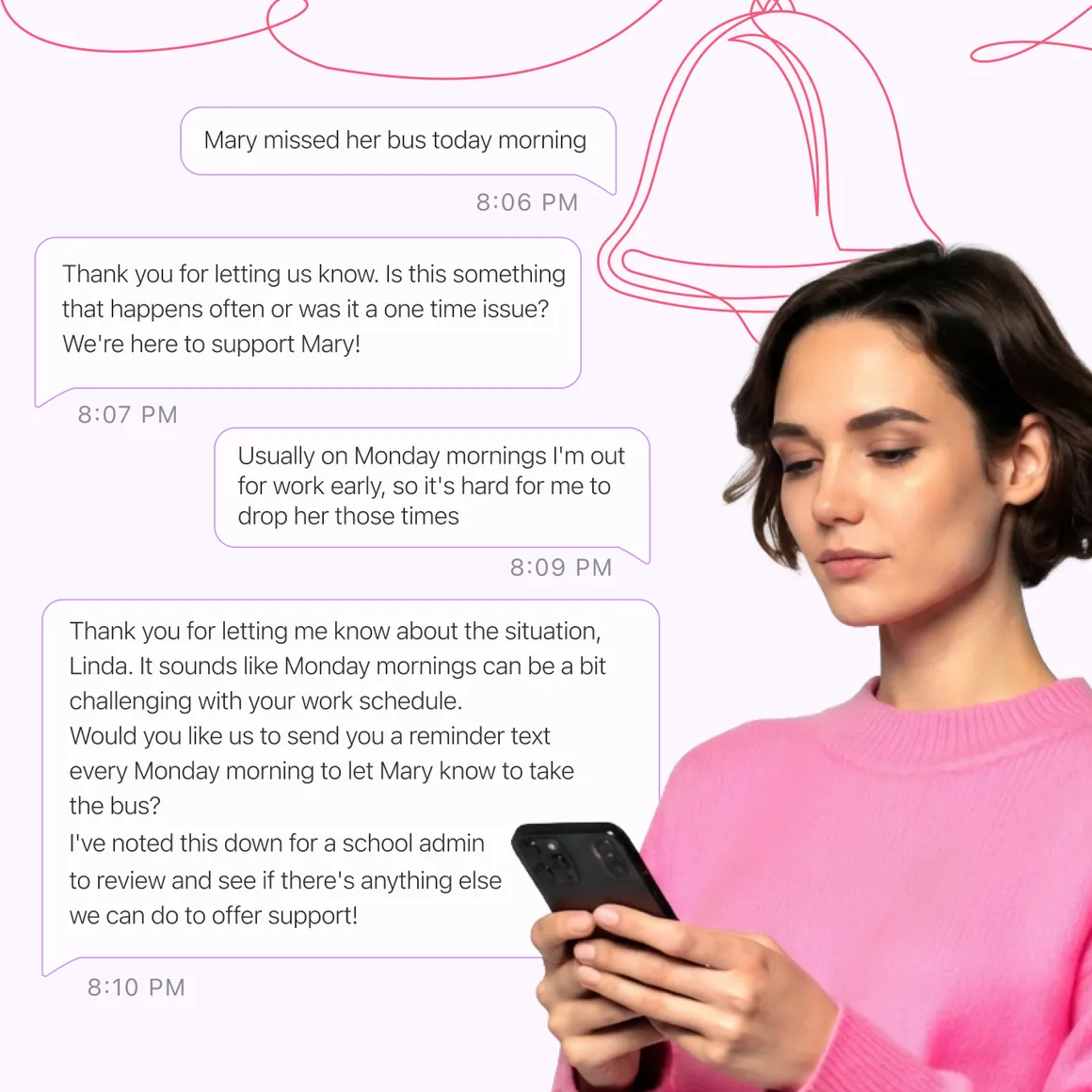 AI-powered, two-way texting workflow for uncovering root cause