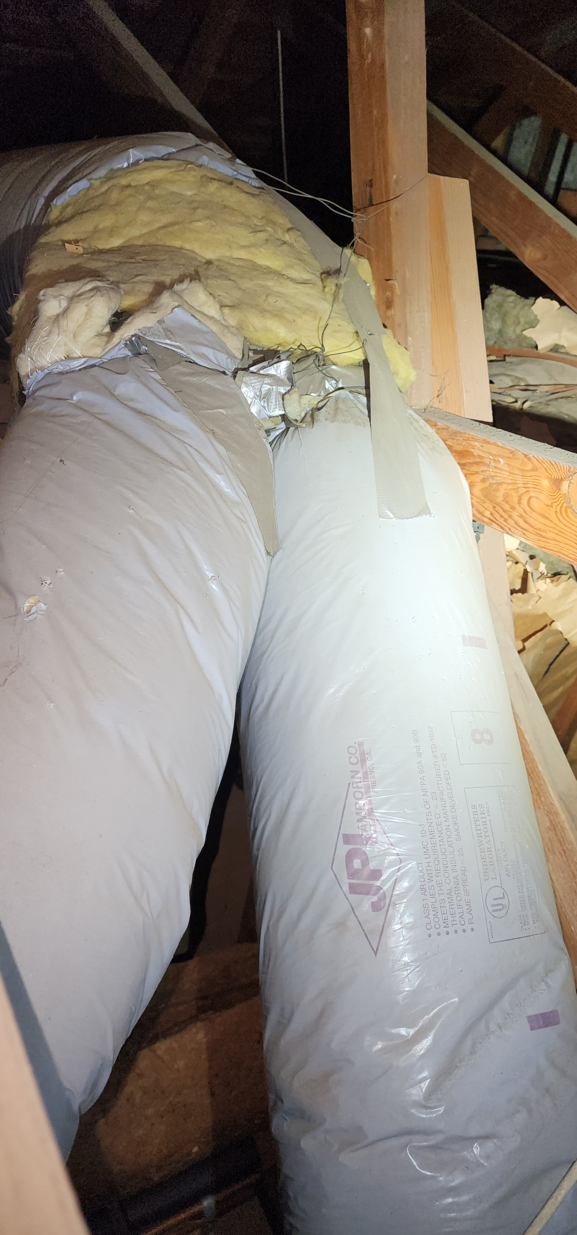 Deteriorating old ductwork, and this isn't even the worst of it.