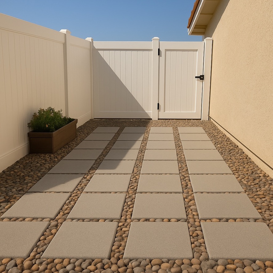 ChatGPT's rendition of what to do with the paver stones and gravel in the side yard.
