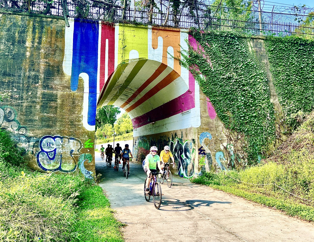 People riding bikes take a tour of the Atlanta Beltline Westside Trail. Photo by John Becker.