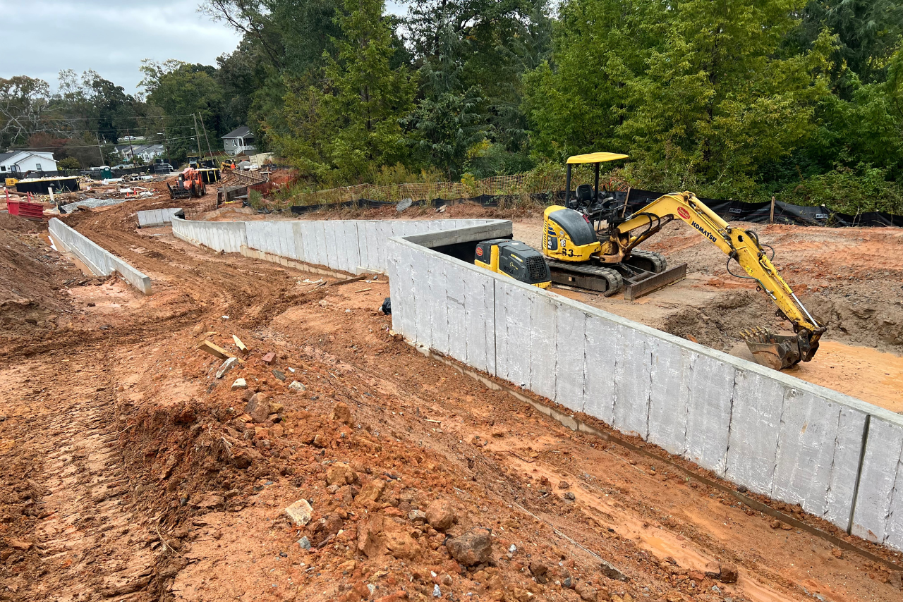 Completed retaining walls at the lower park. (Photo Credit: ABI Staff)