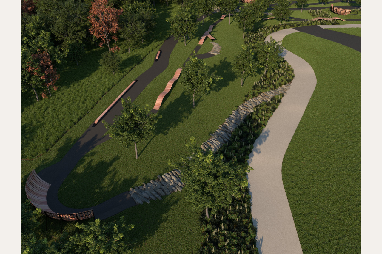 The skills course presents a series of technical challenges, including narrow bridges, rock gardens, and tight switchbacks.