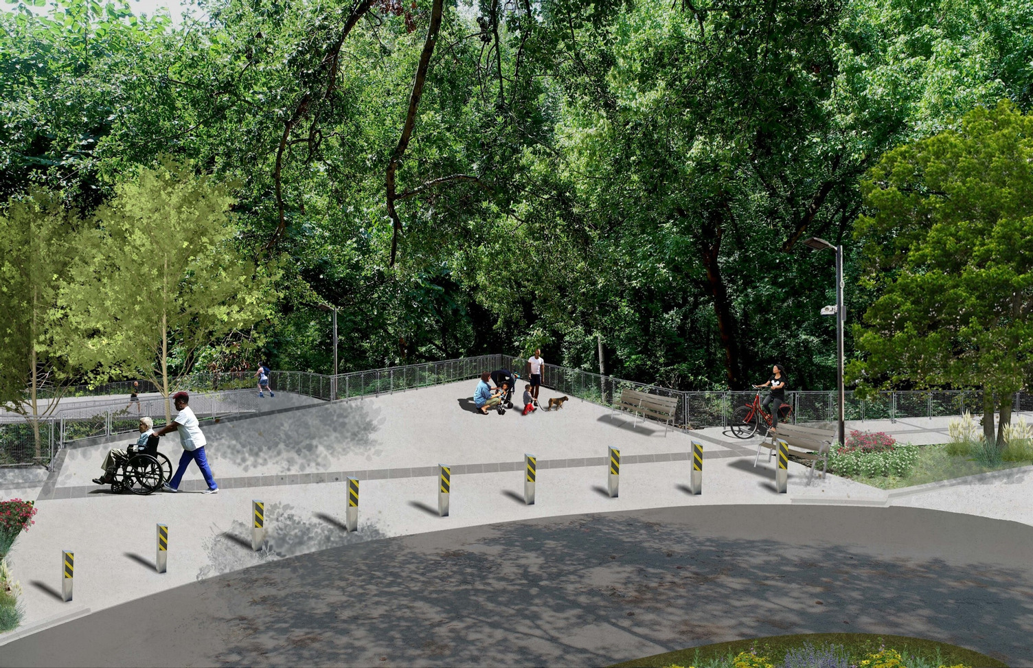 Rendering of where the future Northeast and Northside Trails will meet at the end of Kinsey Court in the Peachtree Hills neighborhood.
