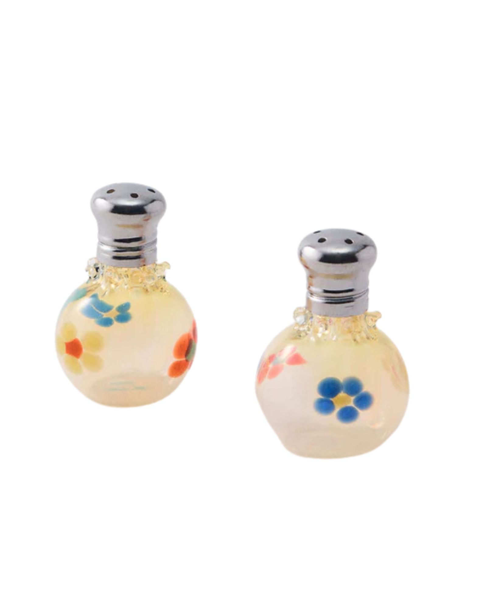 Hand Blown Mini Primary Daisy Salt & Pepper Shakers