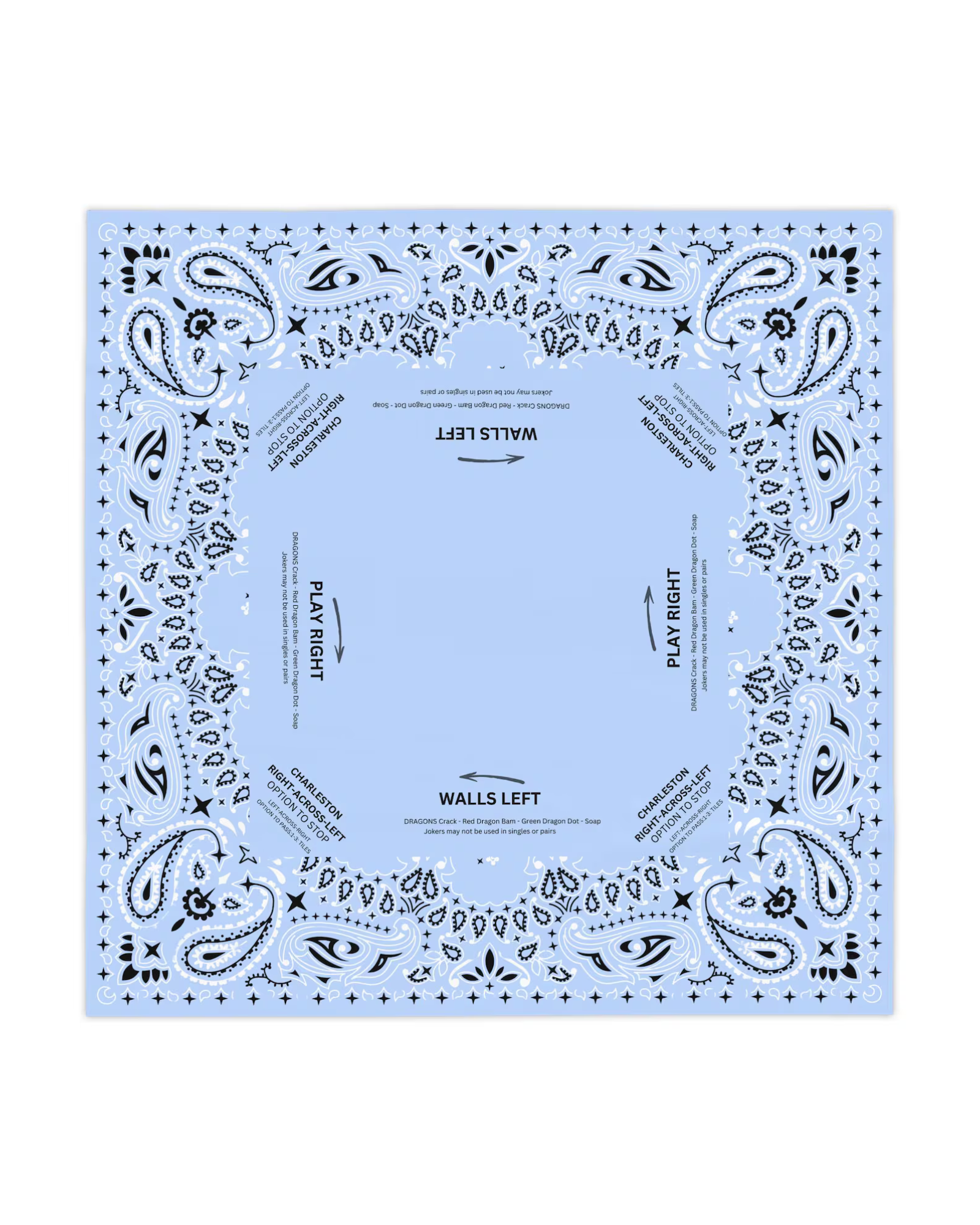 Light Blue Bandana Mahjong Tablecloth