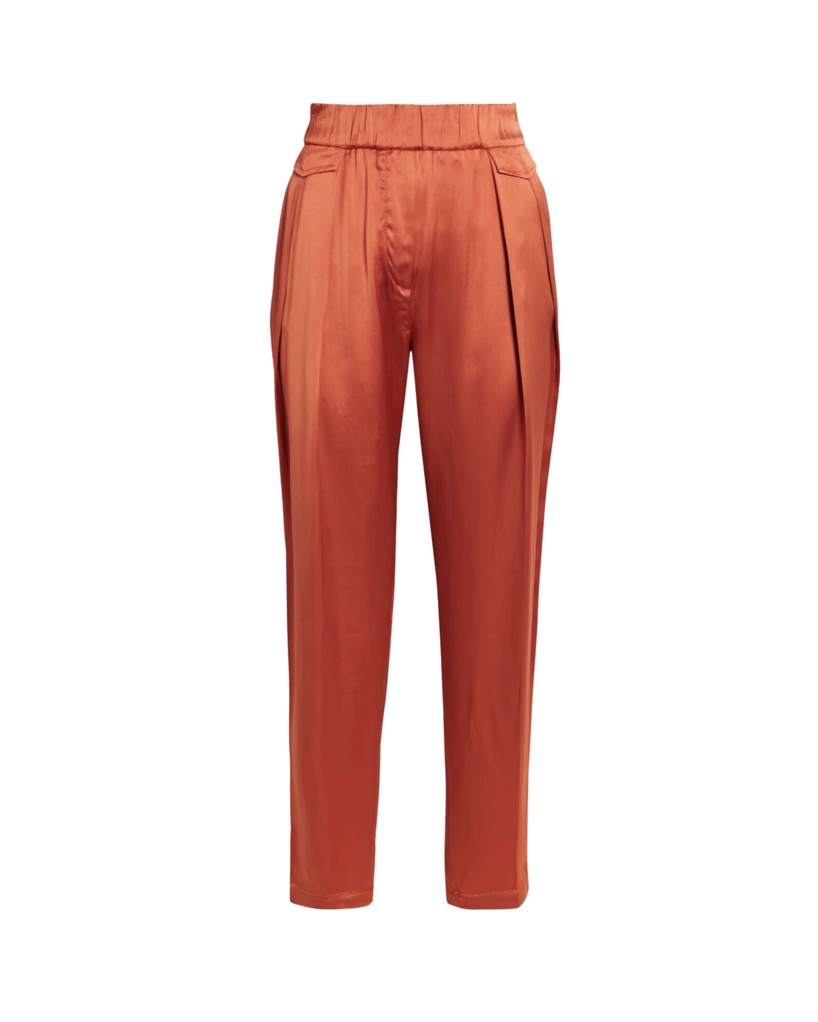 Pleated charmeuse tapered pants