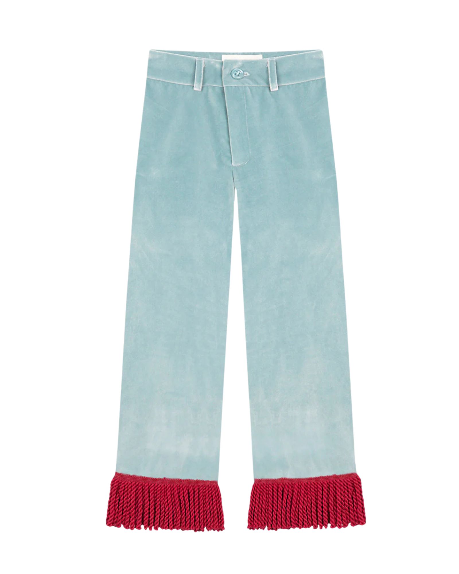 Jason Fringed Velvet Pants Celeste