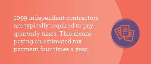 graphic explaining that 1099 independent contractors are required to pay estimated quarterly taxes