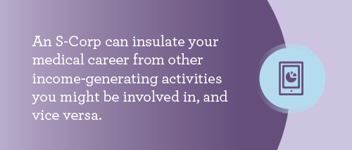 graphic explaining an S-Corp can insulate locums from other income-generating activities