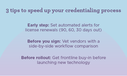 Graphic showing expert tips on credentialing