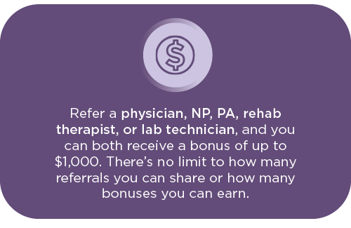 graphic with details about CompHealth's referral program