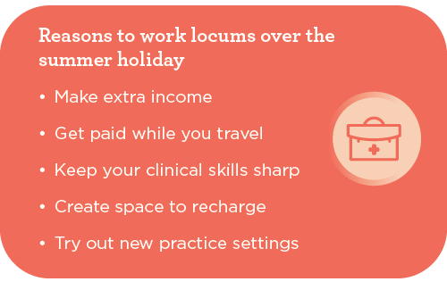 graphic with list of reasons to work summer locums