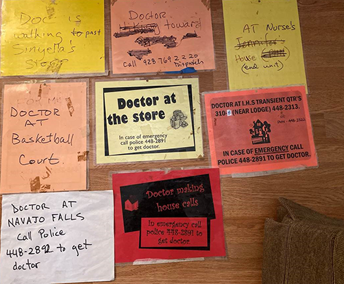 picture of various signs for the clinic in Havasupai