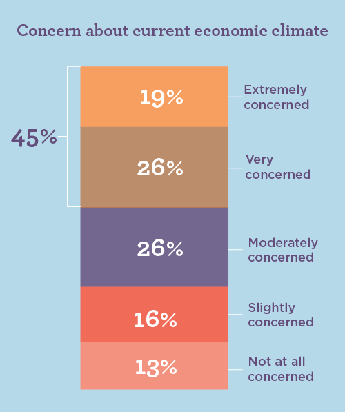bar graph indicating how concerned physicians are about the economy