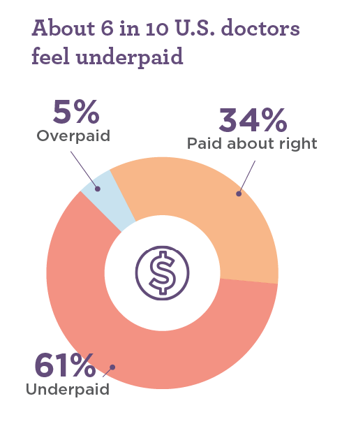 Pie chart showing percent of doctors who feel fairly paid