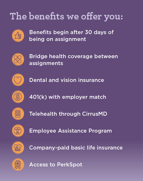graphic listing the benefits CompHealth offers advanced practice locum providers