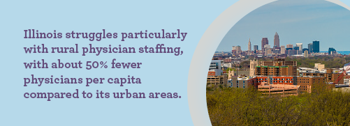 Text about Illinois' rural physician staffing shortage