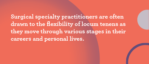 Graphic saying surgeons are drawn to flexibility of locums