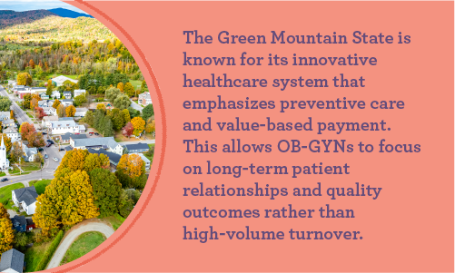 picture of Vermont explaining why it's a good place to work for ob gyns