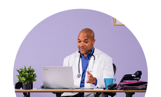 picture of a doctor on a telehealth call