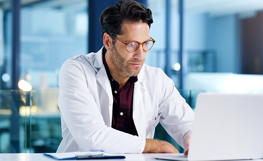 Picture of a physician applying for a new state license