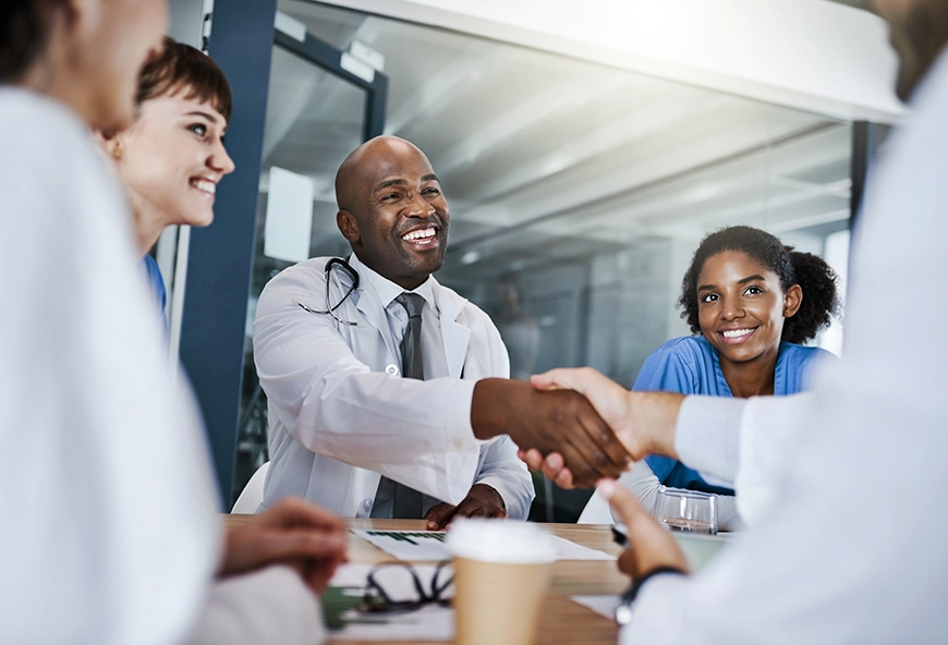 Physician interviewing for a job