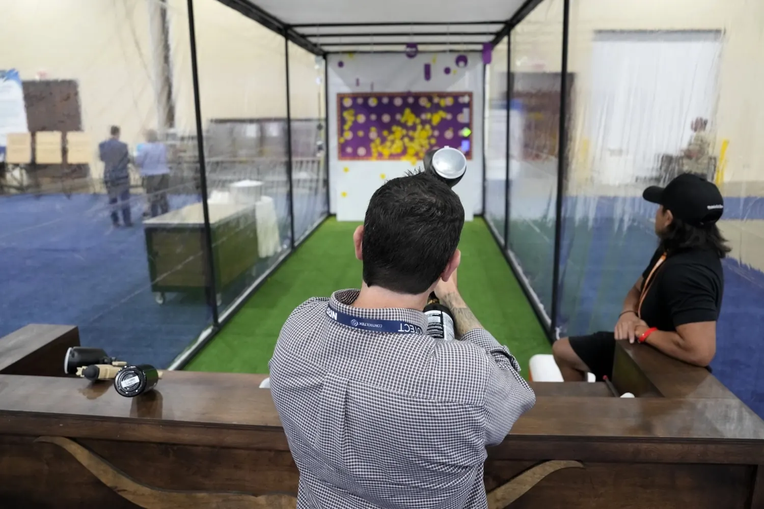 NRF PROTECT Expo booth for shooing paintballs.