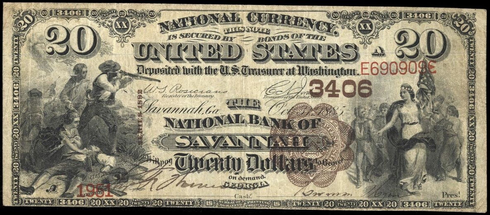 Municipal Grand Hotel, Savannah, GA. $20 Brown back