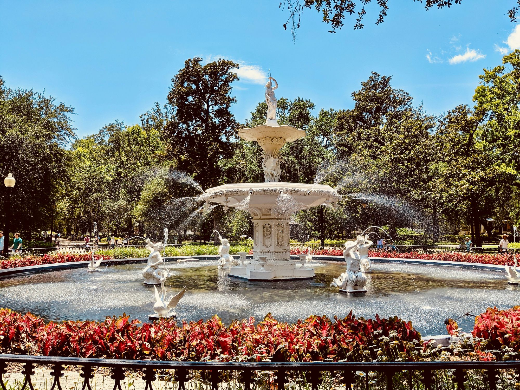 Municipal Grand Hotel, Savannah, GA. Forsyth Park Fountain is over 150 years old and originally ordered from a catalogue