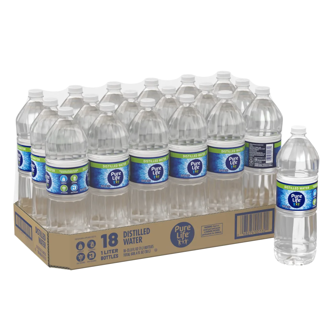 Pure Life® Purified Water 1 Liter (33.8 fl oz) - Bottle - Case of 18