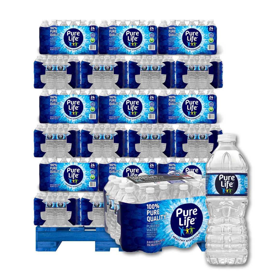 Pure Life® Purified Water, 16.9 oz. Packs of 24, Pallet of 78 Cases