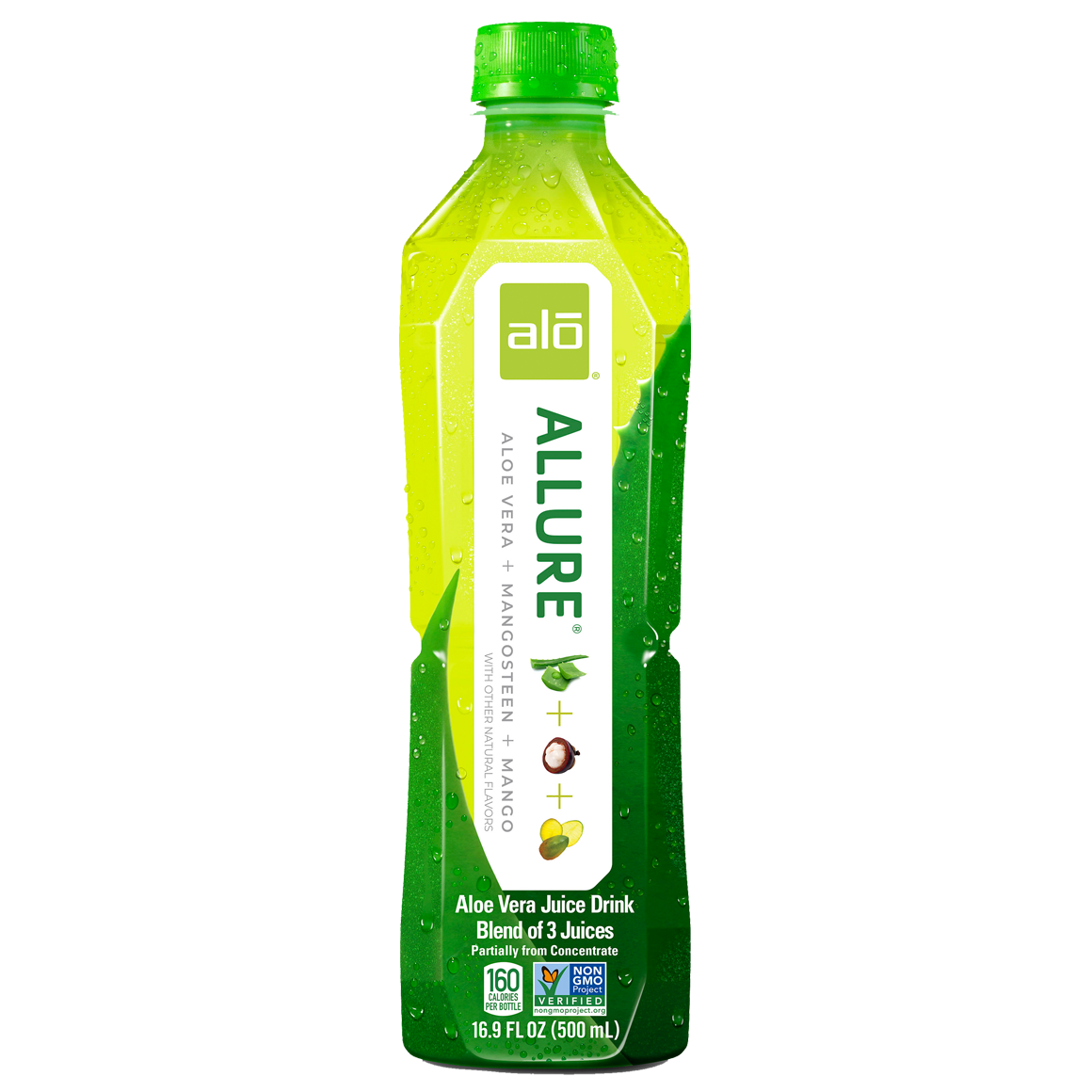 ALO® Allure Aloe Vera Infused Beverage – Mango & Mangosteen Flavor - 16.9 oz Bottles (12-Pack)