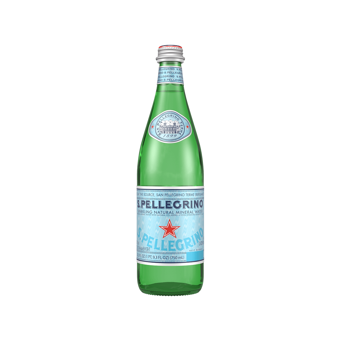 S.Pellegrino® Sparkling Natural Mineral Water - Glass - 750 ml (25.3 oz.) - Bottle - Case of 12
