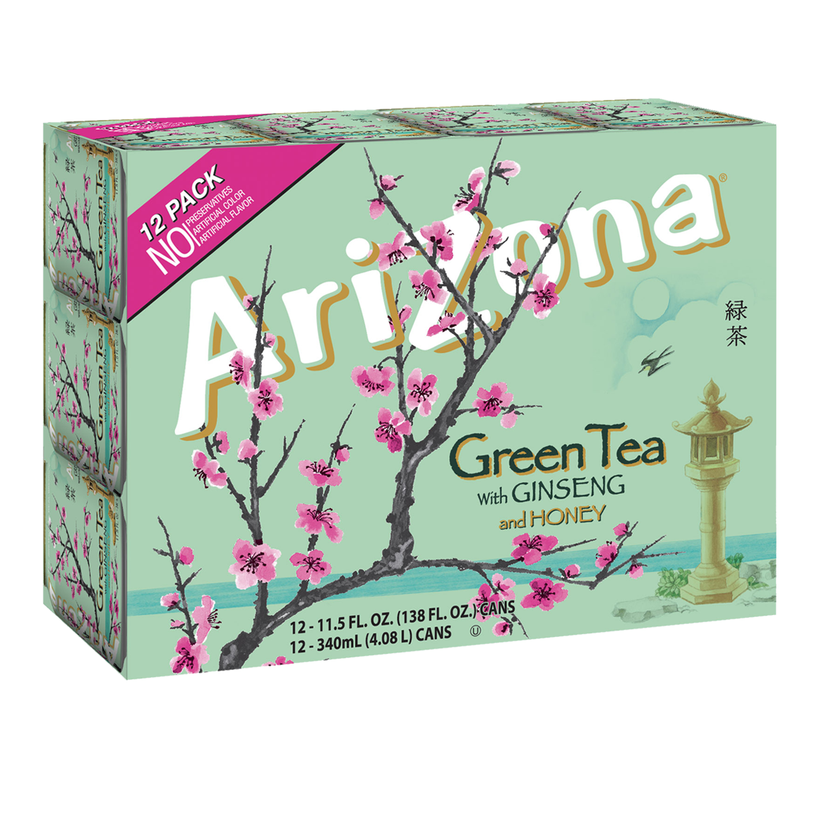 AriZona® Green Tea with Ginseng and Honey 11.5 Fl Oz Standard Can (12 Pack)