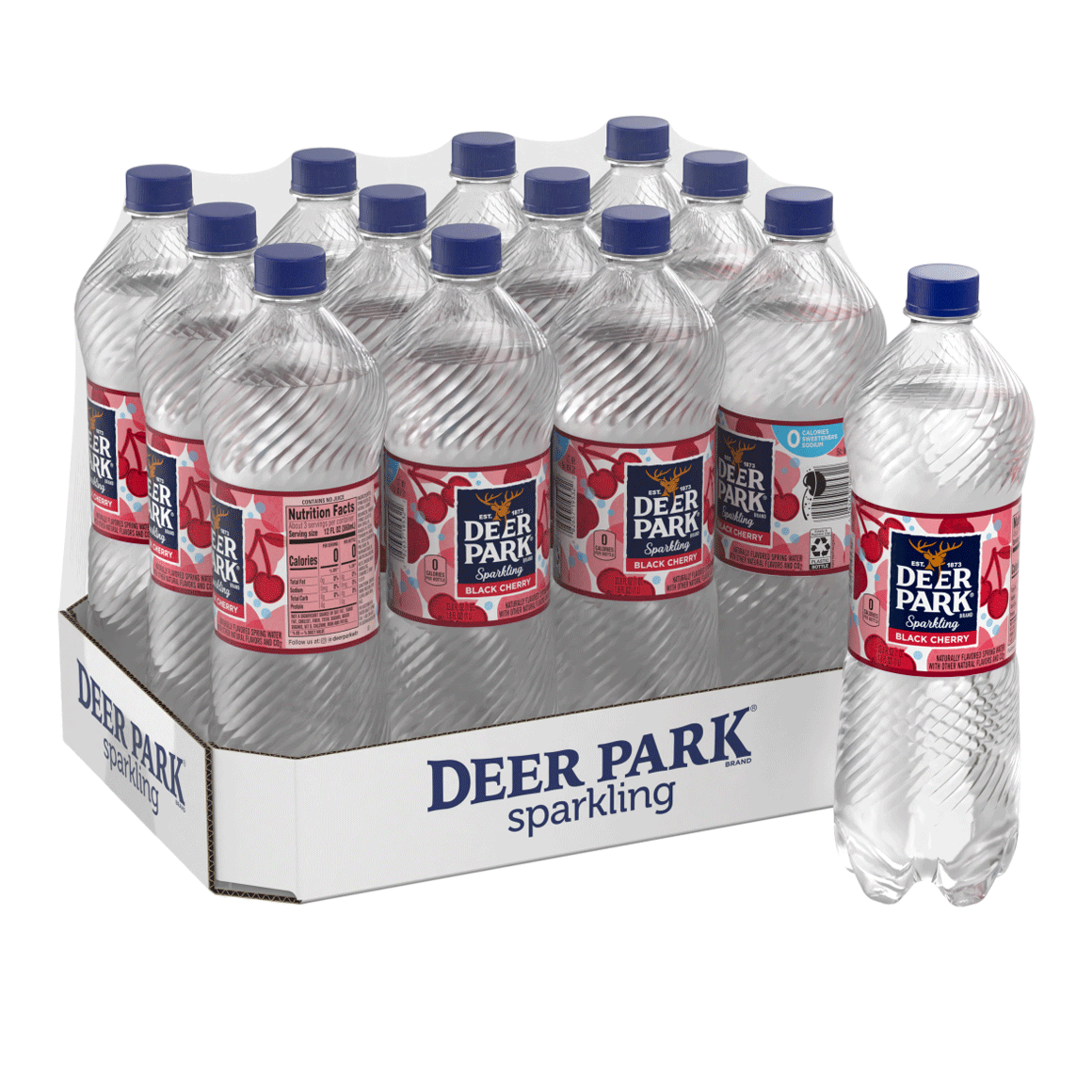 Deer Park Sparkling Water, Black Cherry, 33.8 oz. Bottles (Pack of 12)